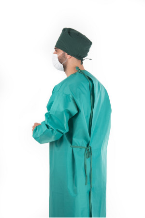 BG 905 Ameliyat Boks Gömleği, Sıvı Geçirmez, Ön ve Kollar Takviyeli, Tam Korumalı Akpin Polyester Kumaş