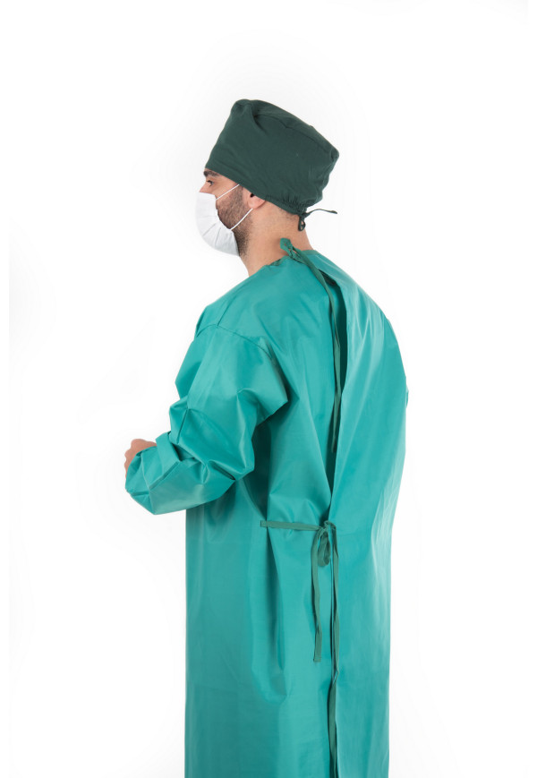 BG 905 Ameliyat Boks Gömleği, Sıvı Geçirmez, Ön ve Kollar Takviyeli, Tam Korumalı Akpin Polyester Kumaş