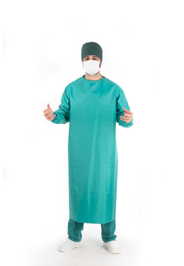 BG 905 Ameliyat Boks Gömleği, Sıvı Geçirmez, Ön ve Kollar Takviyeli, Tam Korumalı Akpin Polyester Kumaş