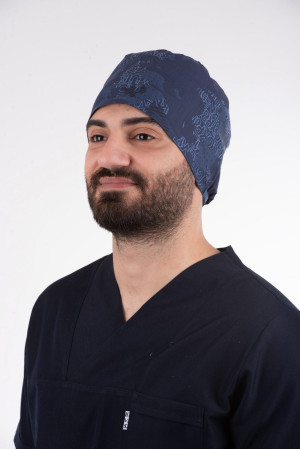 Koyu Mavi Harita Desen Bone