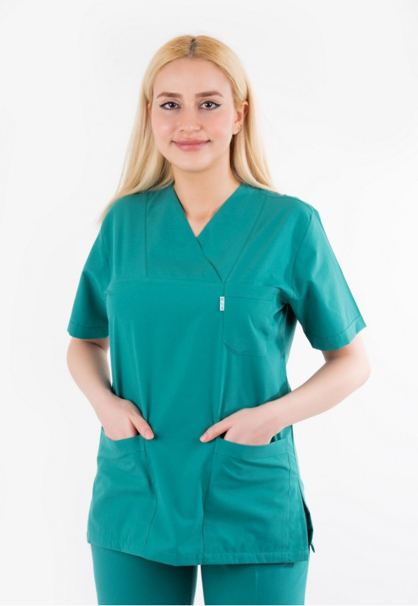 Cerrahi Yeşil Zarf Yaka Model Terycotton Takım