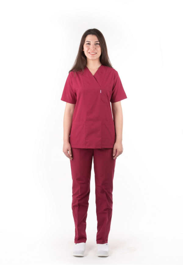 Bordo Renk Zarf Yaka Model Terycotton Takım