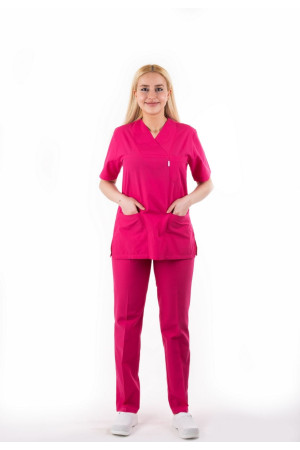 Koyu Pembe Renk Zarf Yaka Model Terycotton Takım