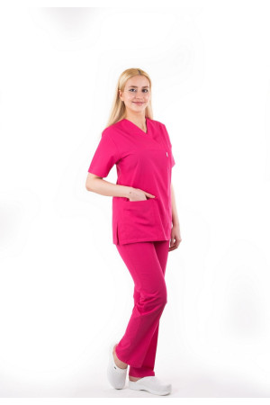 Koyu Pembe Renk Zarf Yaka Model Terycotton Takım