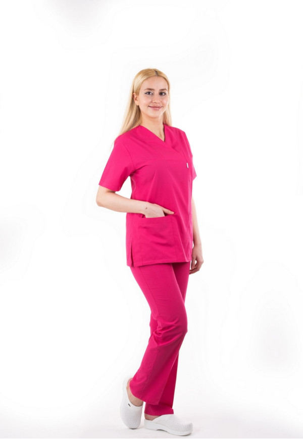 Koyu Pembe Renk Zarf Yaka Model Terycotton Takım