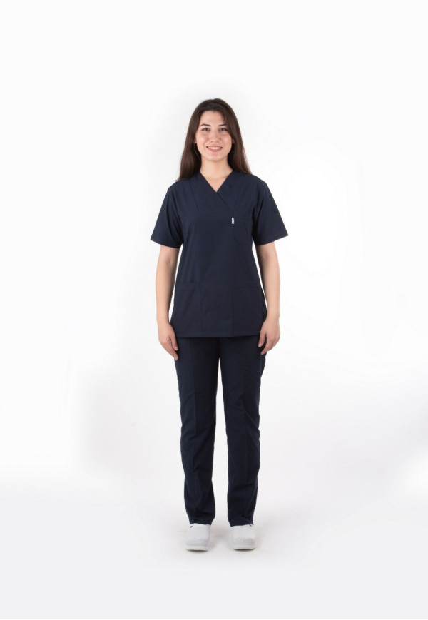 Lacivert Renk Zarf Yaka Model Terycotton Takım