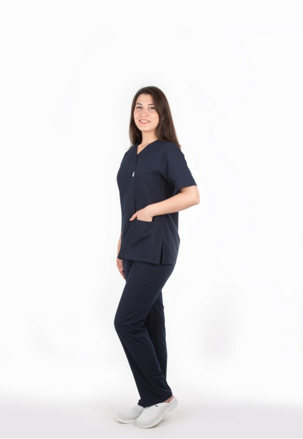 Lacivert Renk Zarf Yaka Model Terycotton Takım