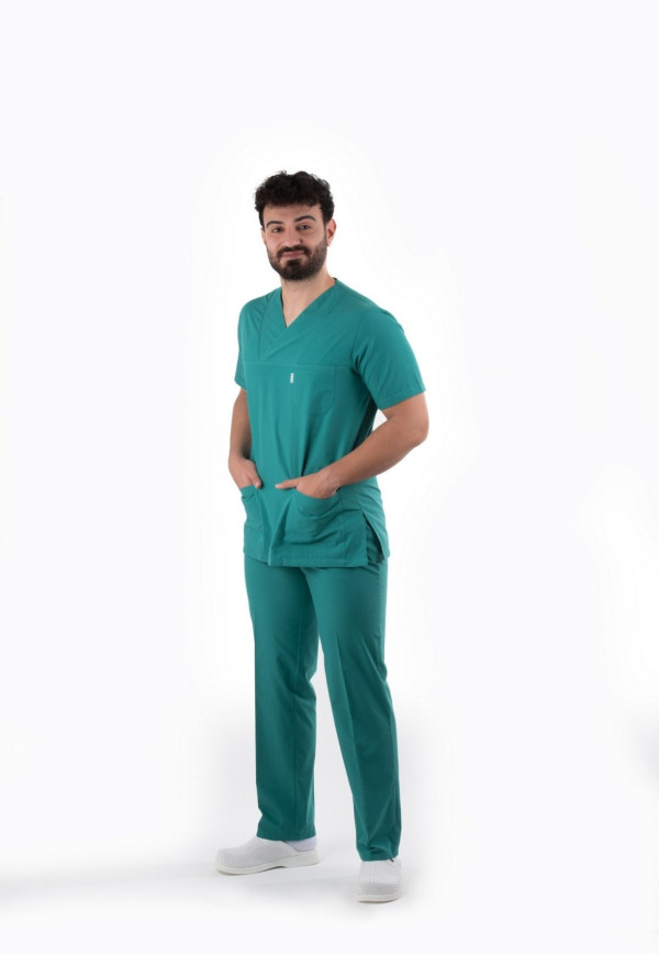 Cerrahi Yeşil Zarf Yaka Model Terycotton Takım