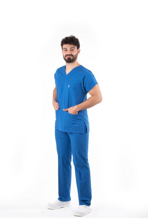 Saks Mavi Yarasa Kol V Yaka Model Takım