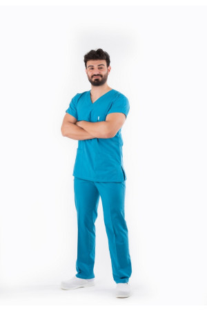 Koyu Turkuaz Yarasa Kol V Yaka Model Takım