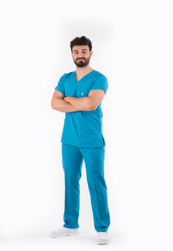 Koyu Turkuaz Yarasa Kol V Yaka Model Takım