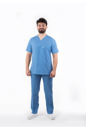 Orta Mavi Zarf Yaka Model Terycotton Takım