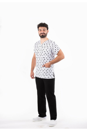 Siyah Beyaz Kuru Kafa Yarasa Kol V Yaka Model Takım