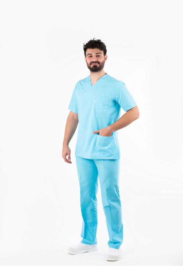 Turkuaz Terycotton Zarf Yaka Model Takım