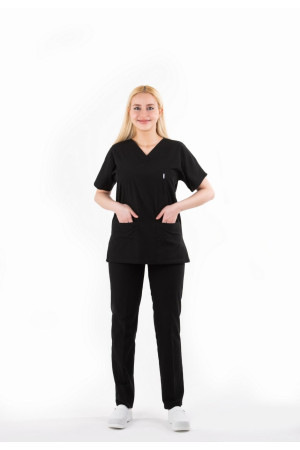 Siyah Renk Yarasa Kol V Yaka Model Terycotton Takım