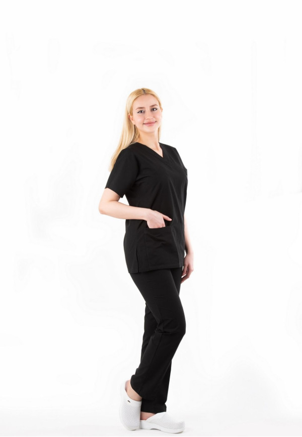 Siyah Renk Yarasa Kol V Yaka Model Terycotton Takım