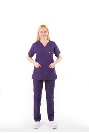 Mor Renk Yarasa Kol V Yaka Model Terycotton Takım