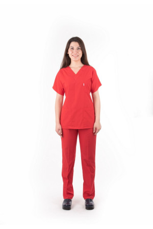 Kırmızı Yarasa Kol V Yaka Model Terycotton Takım