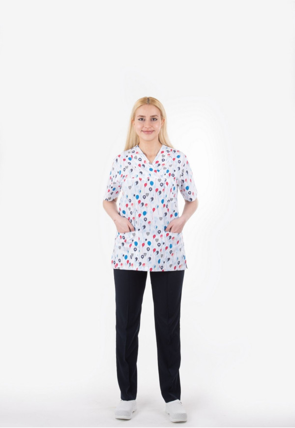 Balonlu Desen Zarf Yaka Model Terycotton Takım