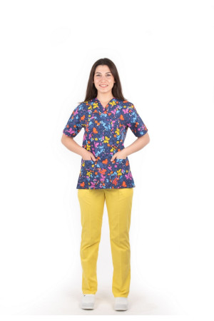 Kelebekli Desen Zarf Yaka Model Terycotton Takım