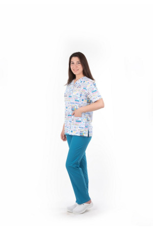 Nurse Desen Zarf Yaka Model Terycotton Takım