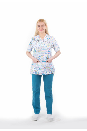 Nurse Desen Zarf Yaka Model Terycotton Takım
