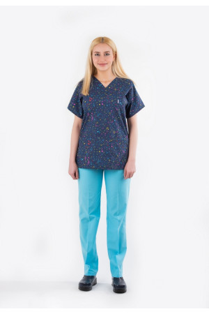 Notalı Desen Yarasa Kol V Yaka Model Terycotton Takım