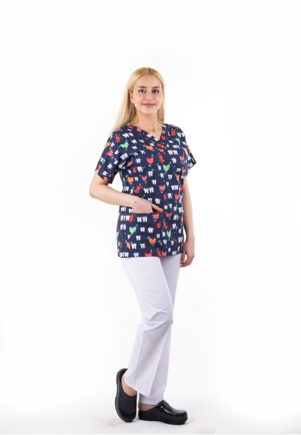 Diş Desen Yarasa Kol V Yaka Model Terycotton Takım