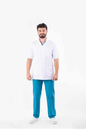 DÖ 051 Beyaz Alpaka Kumaş, Kuplu Model, Uzun Boy, Uzun Kol, Ceket Yaka, Çıtçıtlı