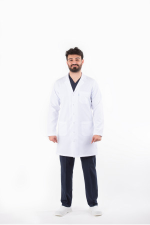 DÖ 065 Beyaz Alpaka Kumaş, Kuplu Model, Uzun Boy, Uzun Kol, Ceket Yaka, Çıtçıtlı