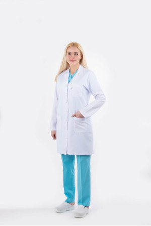 DÖ 001 Beyaz Alpaka Kumaş, Klasik Model, Uzun Boy, Uzun Kol, Ceket Yaka, Çıtçıtlı