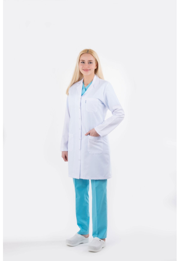 DÖ 001 Beyaz Alpaka Kumaş, Klasik Model, Uzun Boy, Uzun Kol, Ceket Yaka, Çıtçıtlı