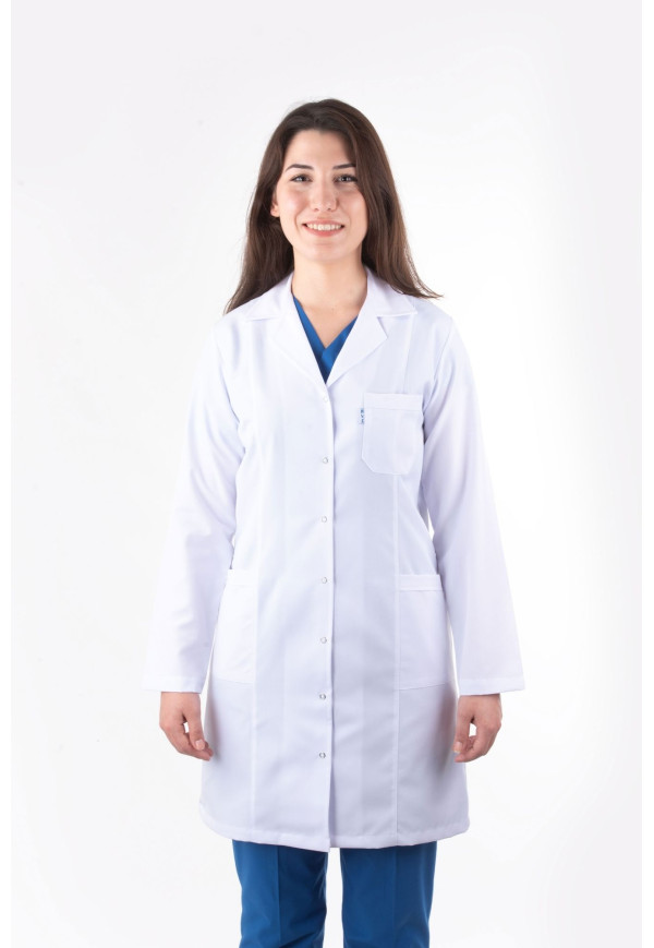 DÖ 010 Beyaz Alpaka Kumaş, Kuplu Model, Uzun Boy, Uzun Kol, Ceket Yaka, Çıtçıtlı