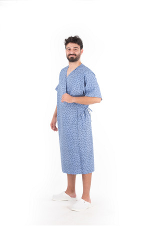 HÖ 806 Hasta Önlüğü, Desenli, Bornoz Tipi, Önden Açık