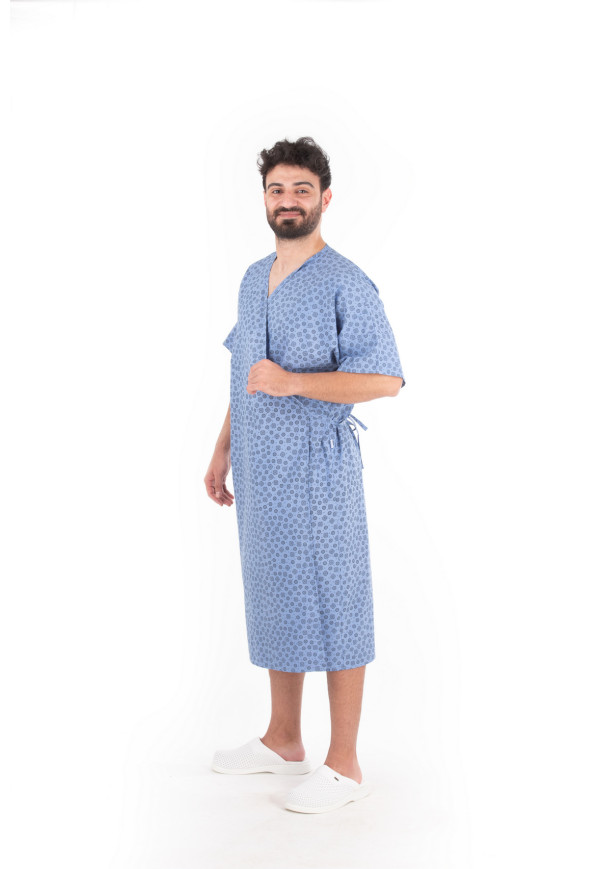 HÖ 806 Hasta Önlüğü, Desenli, Bornoz Tipi, Önden Açık