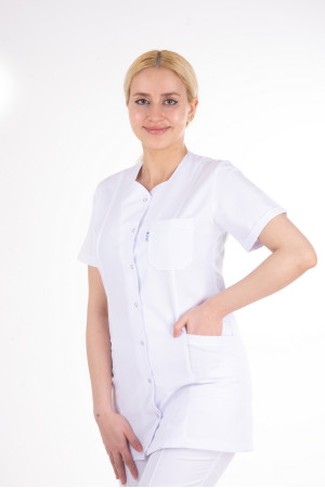 Lale Yaka Çıtçıtlı Model Beyaz Alpaka Takım