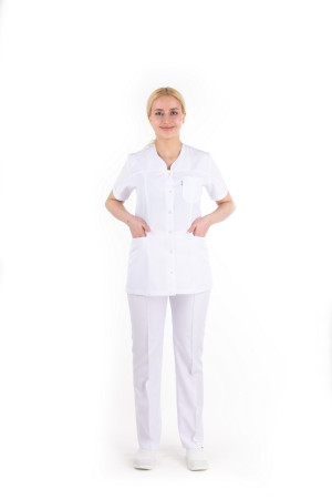 Damla Yaka Çıtçıtlı Model Beyaz Alpaka Takım