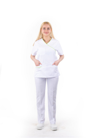 Yeşil Biyeli Yandan Kapama Model Beyaz Alpaka Takım