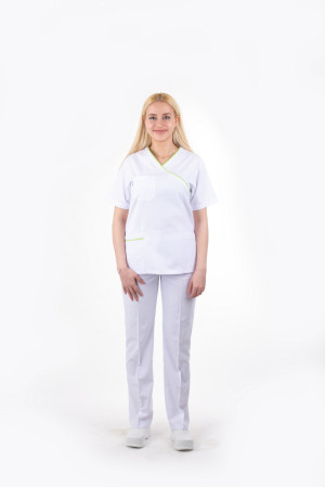 Yeşil Biyeli Yandan Kapama Model Beyaz Alpaka Takım