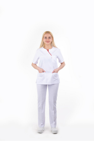 Çapraz Yaka Çıtçıtlı Beyaz Alpaka Takım