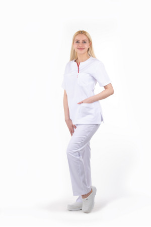 Çapraz Yaka Çıtçıtlı Beyaz Alpaka Takım