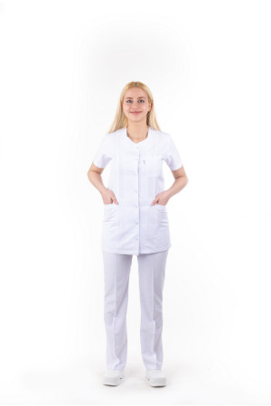 Dörtgen Yaka Beyaz Alpaka Takım