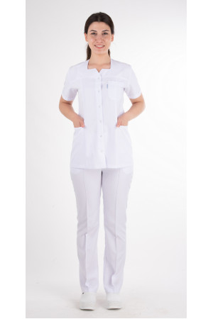 Beyaz Kesik Kare Yaka Model Alpaka Takım