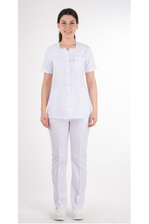 Beyaz Kesik Kare Yaka Model Alpaka Takım