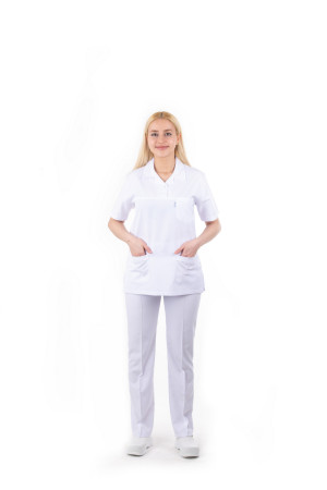 Polo Ceket Yaka Model Beyaz Alpaka Takım