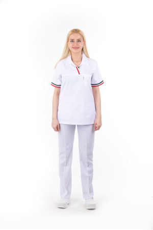 Kırmızı Lacivert Biyeli Model Beyaz Alpaka Takım