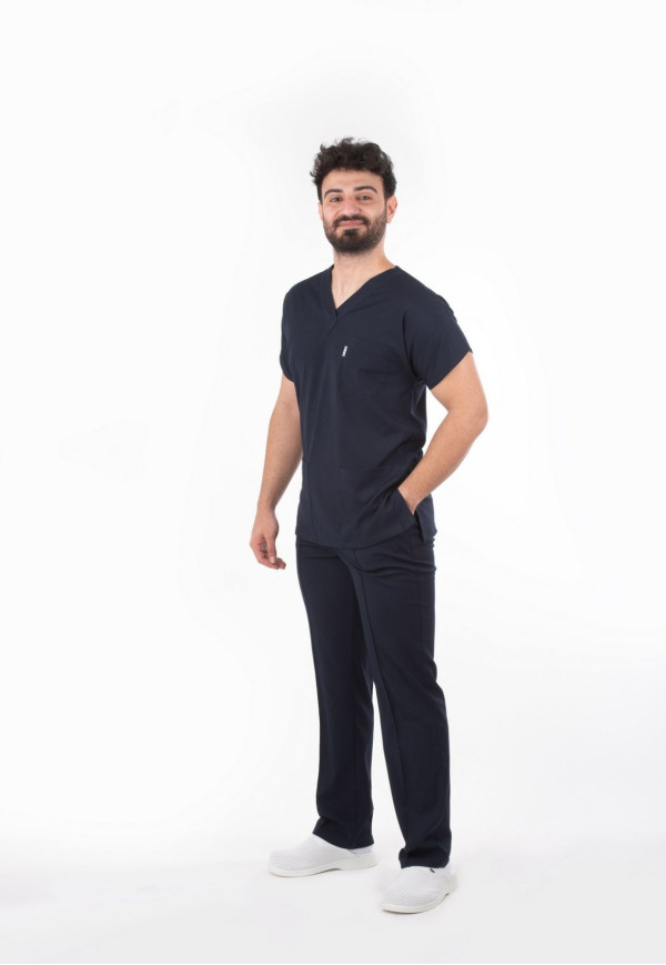 Likralı Lacivert Renk Yarasa Kol Model Alpaka Takım