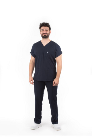 Likralı Lacivert Renk Yarasa Kol Model Alpaka Takım