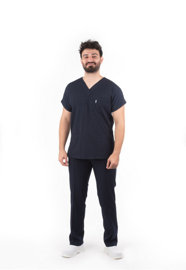 Likralı Lacivert Renk Yarasa Kol Model Alpaka Takım