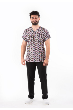 Likralı Renkli Kurukafa Yarasa Kol V Yaka Model